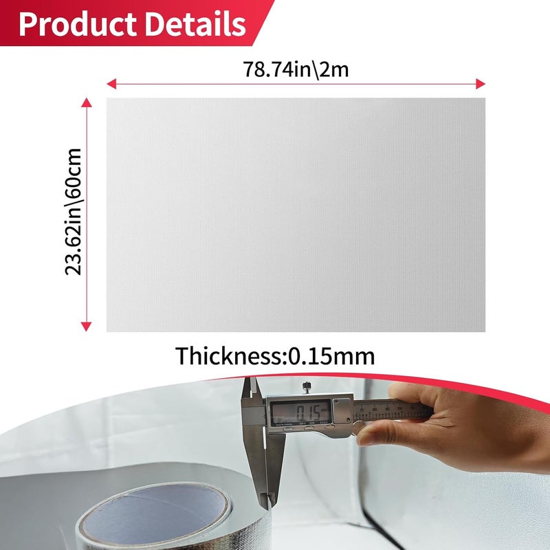 AggSound 23.6'' X 78.7'' Aluminized Heat Shield Tape, Fiberglass Insulation Thermal Barrier Self Adhesive Backed Blanket Mat Reflective Material High Temp Protection - Image 3